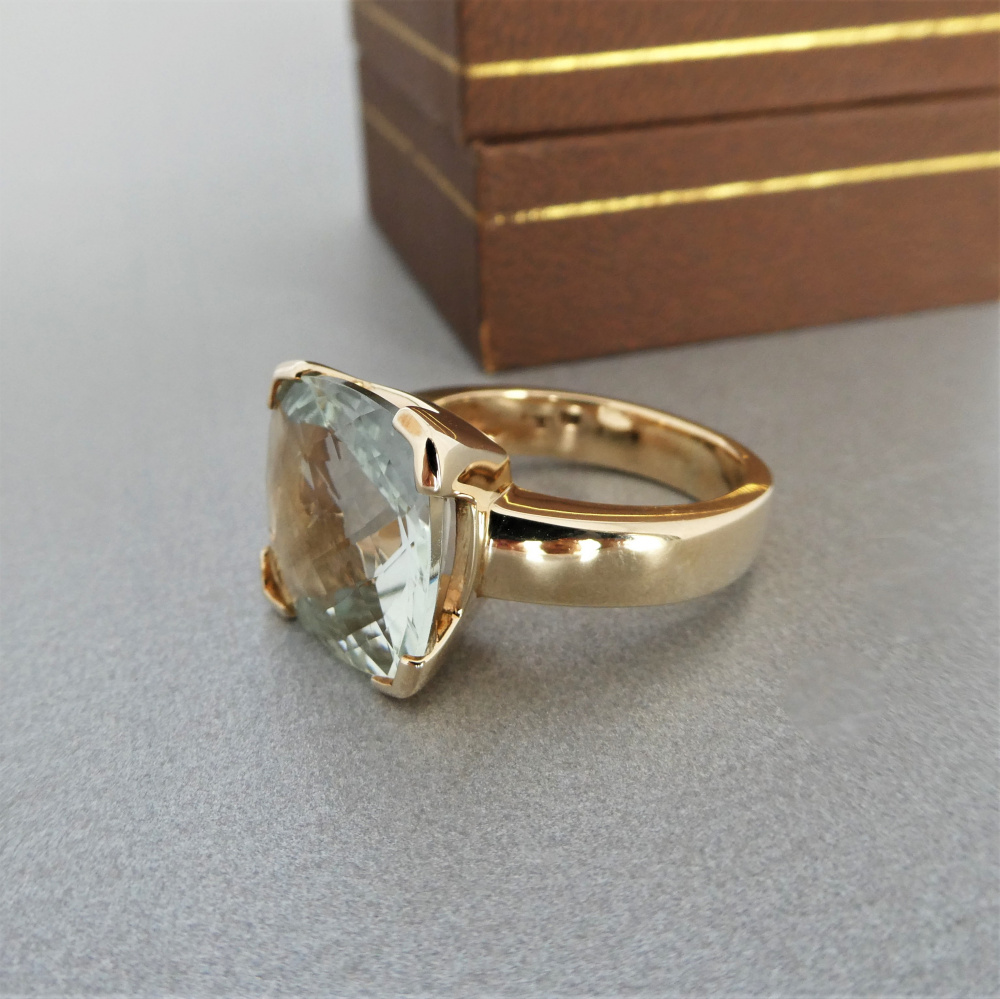 Beryl Lane - Estate 9ct Yellow Gold Green Amethyst Checkerboard Ring by ...