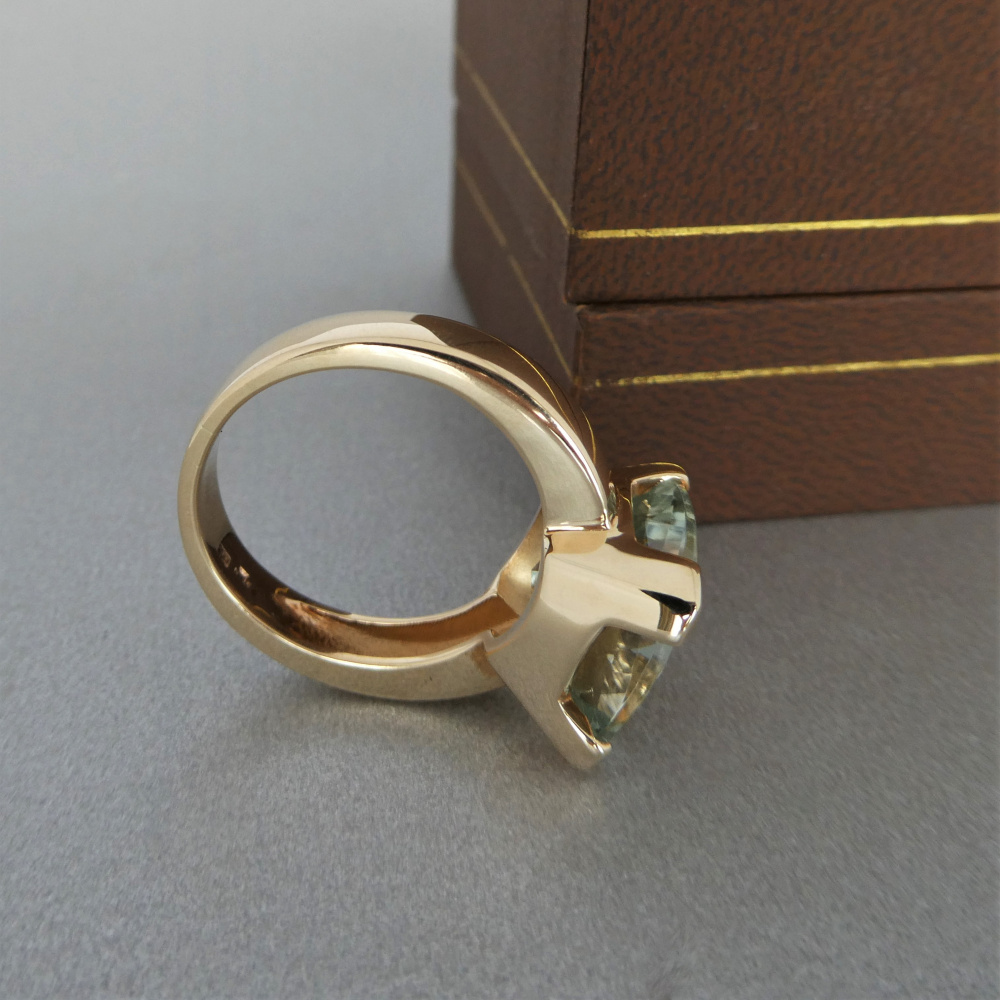 Beryl Lane - Estate 9ct Yellow Gold Green Amethyst Checkerboard Ring by ...