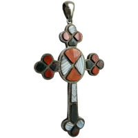 antique-victorian-scottish-sterling-silver-agate-cross-pendant