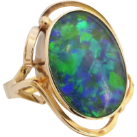 retro opal triplet ring 9ct gold