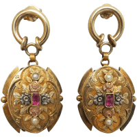 antique-victorian-18k-tricolour-ruby-andpearl-earrings