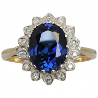 vintage-9k-gold-synthetic-sapphire-diamond-cluster-ring