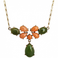 vintage-9k-yellow-gold-jade-coral-necklace
