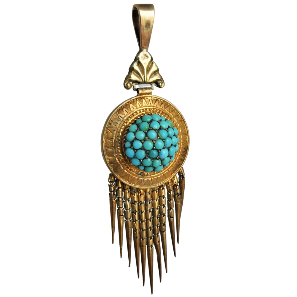 1950s Vintage 18k Yellow Gold Turquoise Diamond Necklace – DESIGNYARD