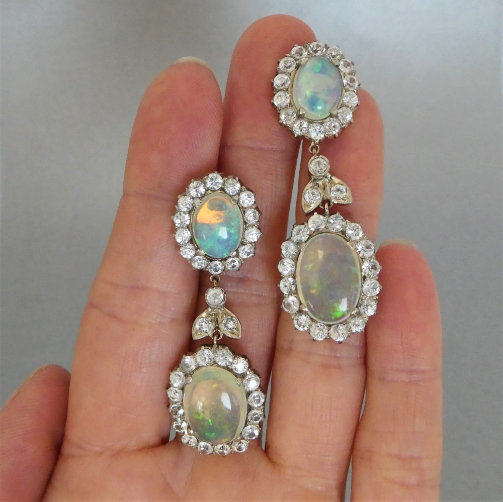 Beryl Lane - Vintage Art Deco 9ct Gold & Silver Jelly Opal and Zircon ...