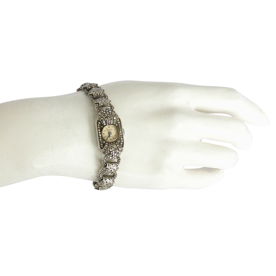 Beryl Lane Art Deco Swiss 'Friedli' Marcasite Silver Manual Wind