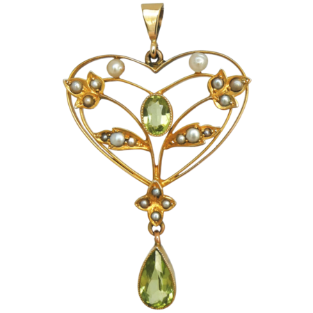 Vintage Peridot and Pearl Necklace