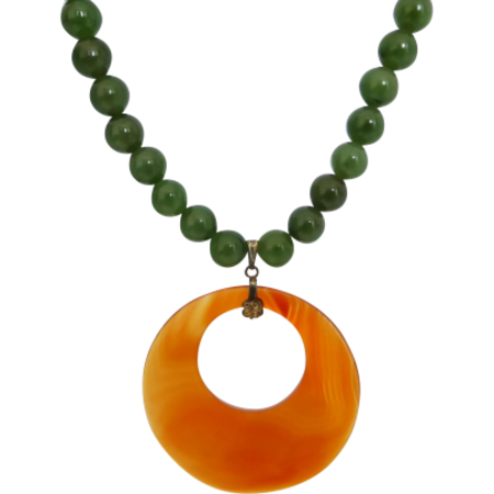 nephrite jade carnelian pendant necklace
